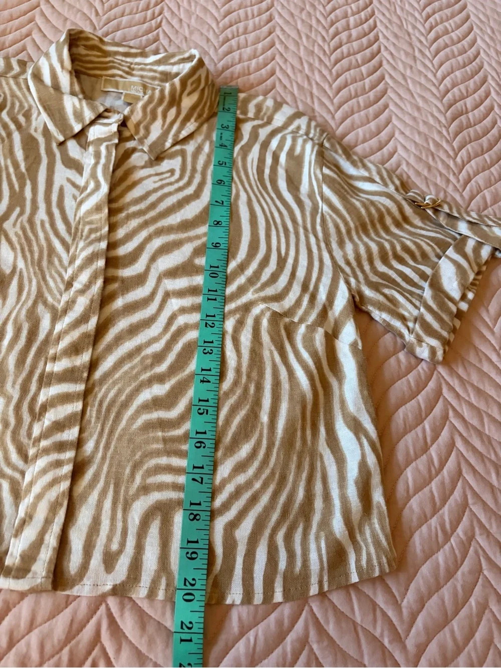 Linen blend, Michael Coles NWT Cropped Oversized Zebra Print Linen Blend Shirt S
